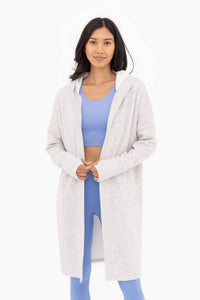 Open Front Longline Hoodie Cardigan with Fleece Lining