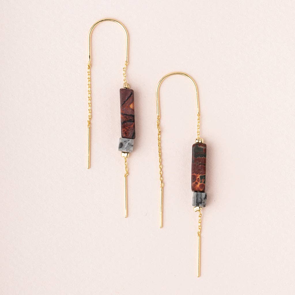 Scout Rectangle Stone Earring - Majestic Jasper/Black/Gold