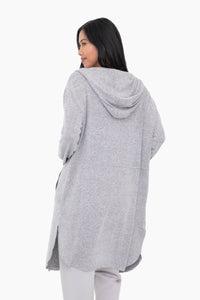 Mono B Open Front Hooded Cardigan with Pockets