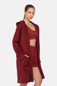 Open Front Longline Hoodie Cardigan with Fleece Lining