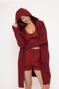 Open Front Longline Hoodie Cardigan with Fleece Lining