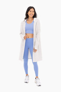 Open Front Longline Hoodie Cardigan with Fleece Lining