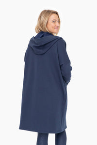 Open Front Longline Hoodie Cardigan with Fleece Lining