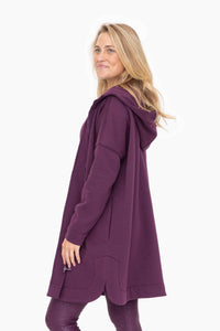 Open Front Longline Hoodie Cardigan with Fleece Lining