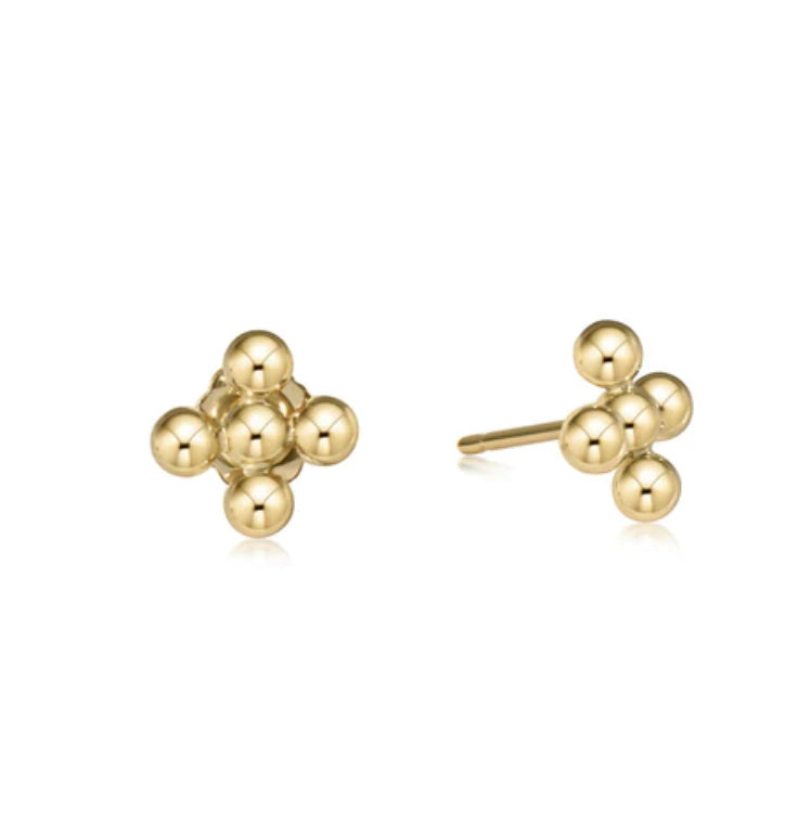 Enewton Classic Beaded Signature Cross Stud - 4mm Bead Gold