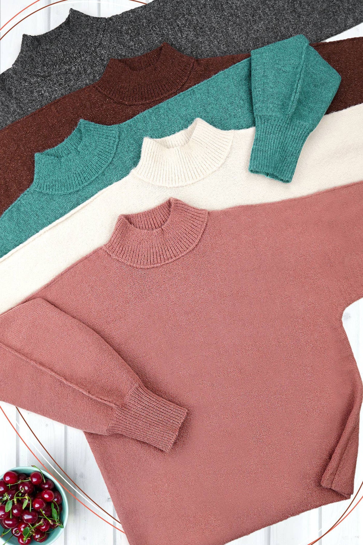 Balloon Sleeve Mock Neck Sweater In Rosewood