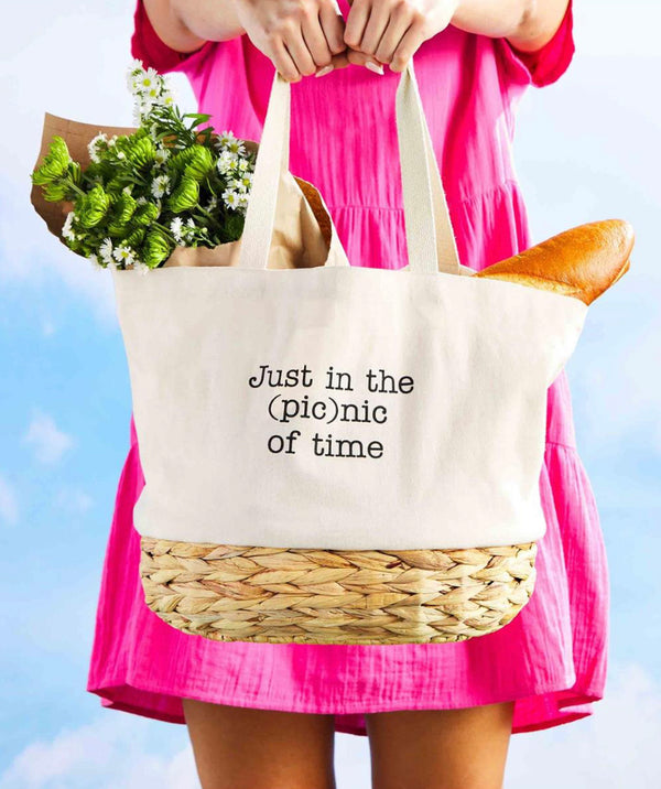 Mud Pie Picnic Basket Tote