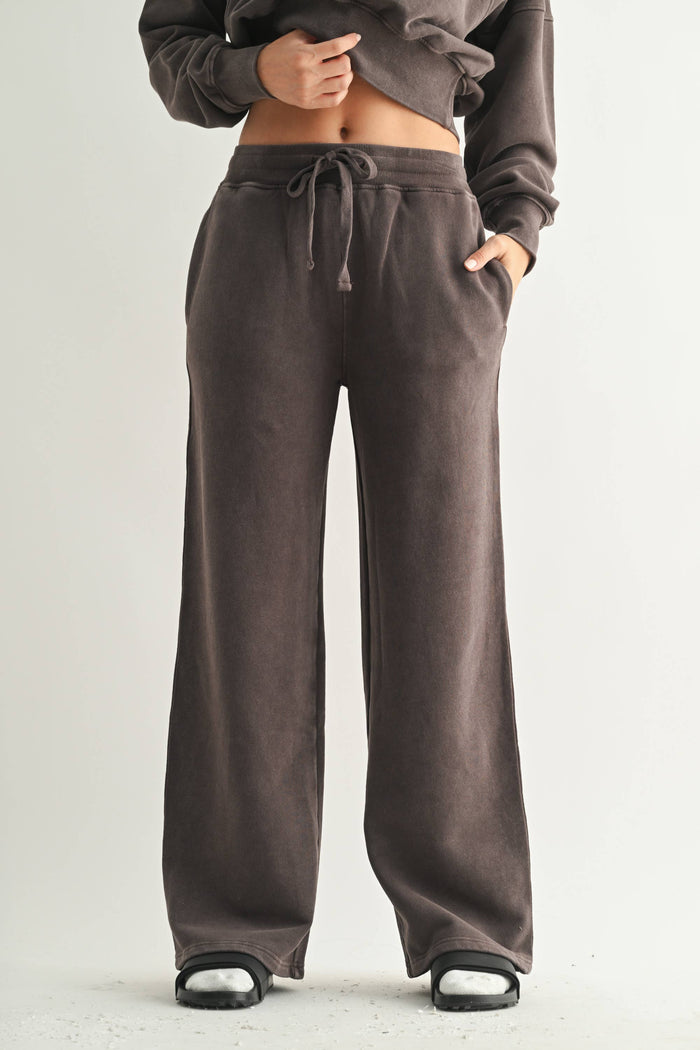 Mineral Wash Luxe Wide-Leg Sweatpants