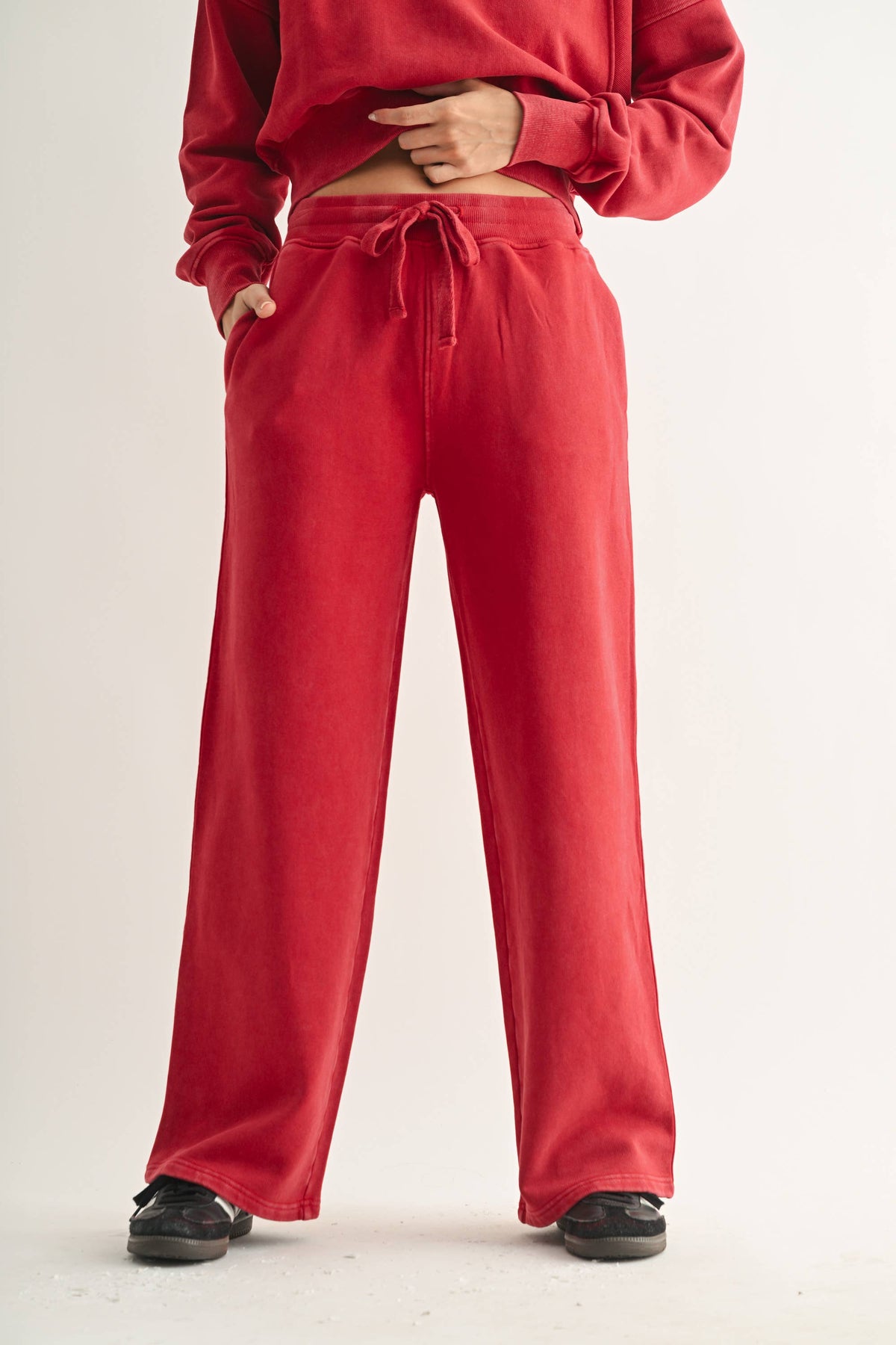 Mineral Wash Luxe Wide-Leg Sweatpants