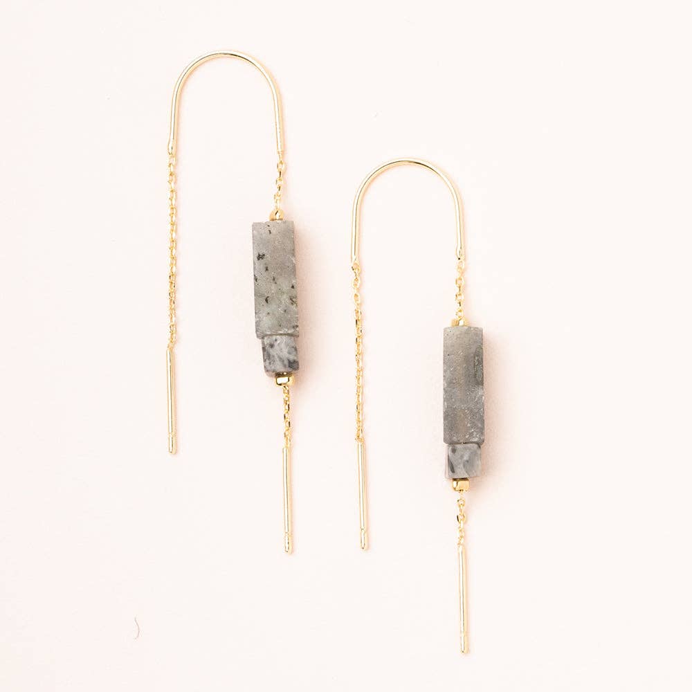 Scout Rectangle Stone Earring - Labradorite/Black/Gold