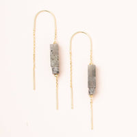 Scout Rectangle Stone Earring - Labradorite/Black/Gold