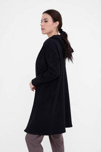 Open Front Longline Hoodie Cardigan with Fleece Lining