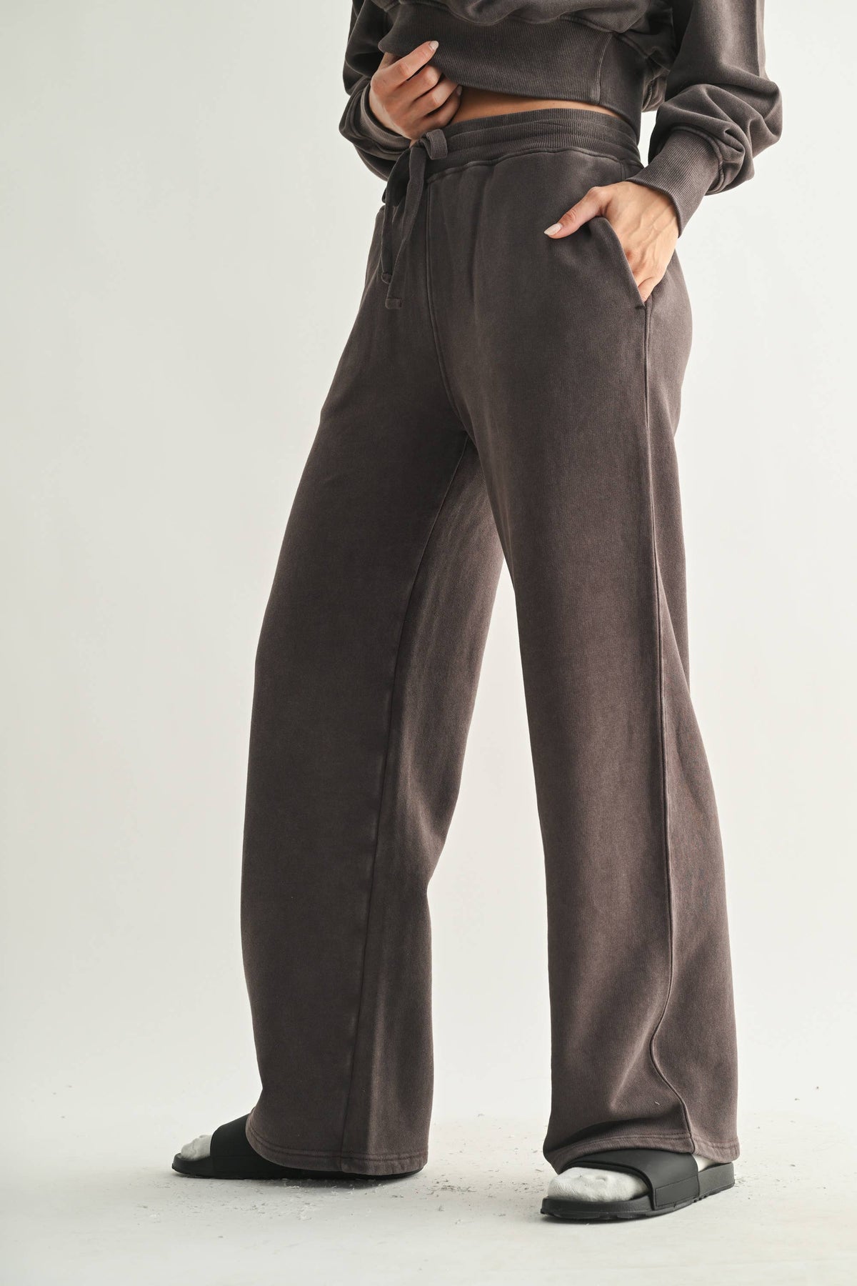 Mineral Wash Luxe Wide-Leg Sweatpants