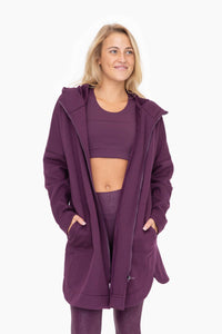 Open Front Longline Hoodie Cardigan with Fleece Lining