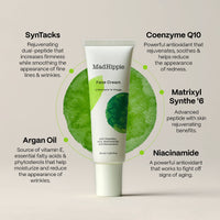 MadHippie Face Cream with ingredients listed on a beige background