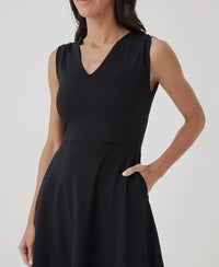 Black Fit & Flare Cap Sleeve Midi Dress