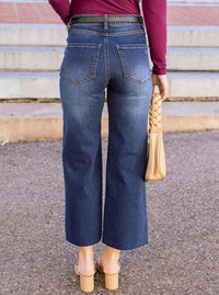 Cropped Wide Leg Waist Shaper Jeans in Medium Dark Wash Grace & Lace