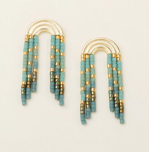 Scout Chromacolor Miyuki Rainbow Fringe Earring - Turquoise/Mint/Gold