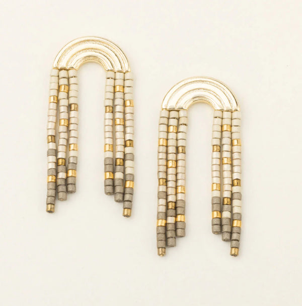 Scout Chromacolor Miyuki Rainbow Fringe Earring - Pewter Multi/Gold