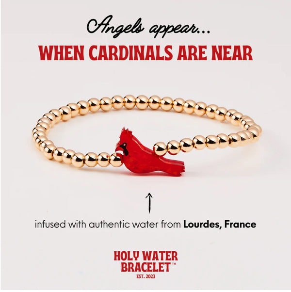 Holy Water Red Cardinal Bracelet In Gold - From Lourdes France