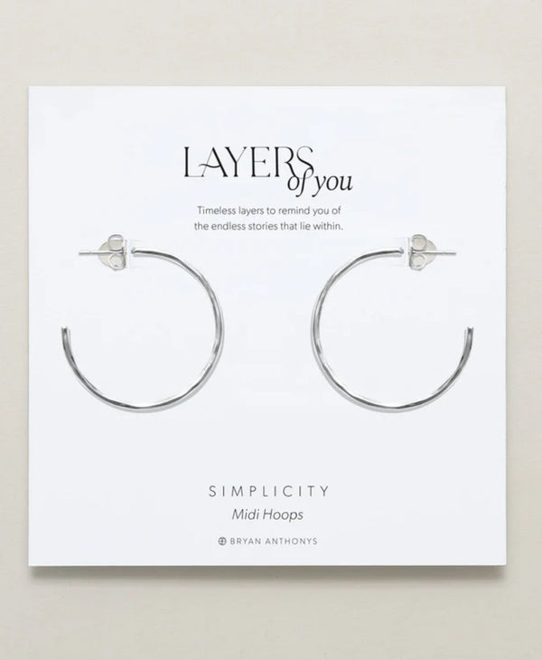 Bryan Anthonys Simplicity Midi Hoop Earrings Silver
