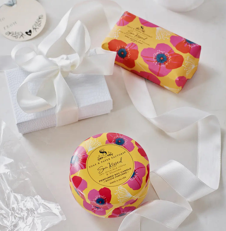 Soap & Paper Factory Sun Kissed Tin Candle & Soap Gift Set