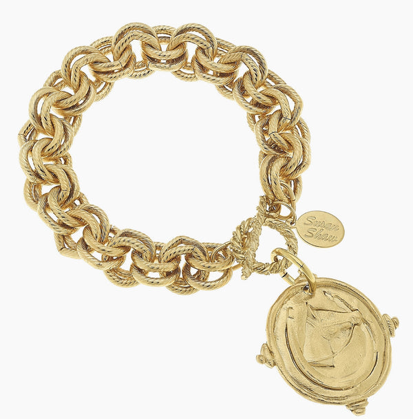 Susan Shaw Gold Horse & Horse Shoe Bracelet