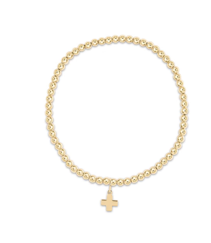 Enewton - Classic Gold 3mm Bead Bracelet - Signature Cross Gold Charm