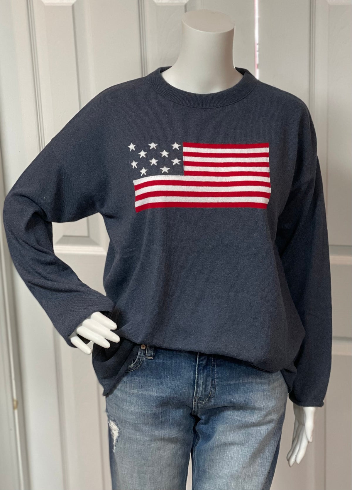 Town Pride Flag Sweater In Jeans Combo