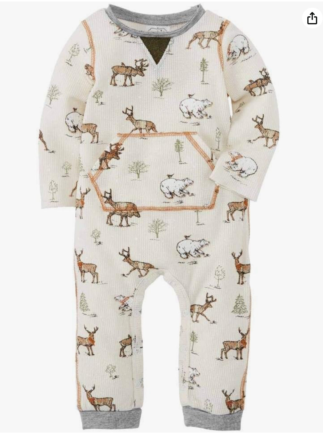 Mud Pie Reindeer Bear Print Waffle Weave Knit 1 Pc Set