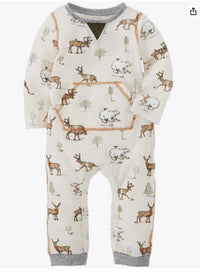 Mud Pie Reindeer Bear Print Waffle Weave Knit 1 Pc Set