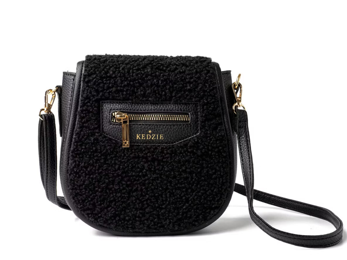 Kedzie Fireside Camden Mini Messenger Bag in Vegan Faux Shearling