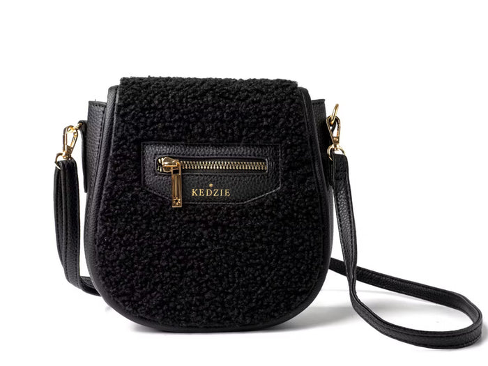 Kedzie Fireside Camden Mini Messenger Bag in Vegan Faux Shearling