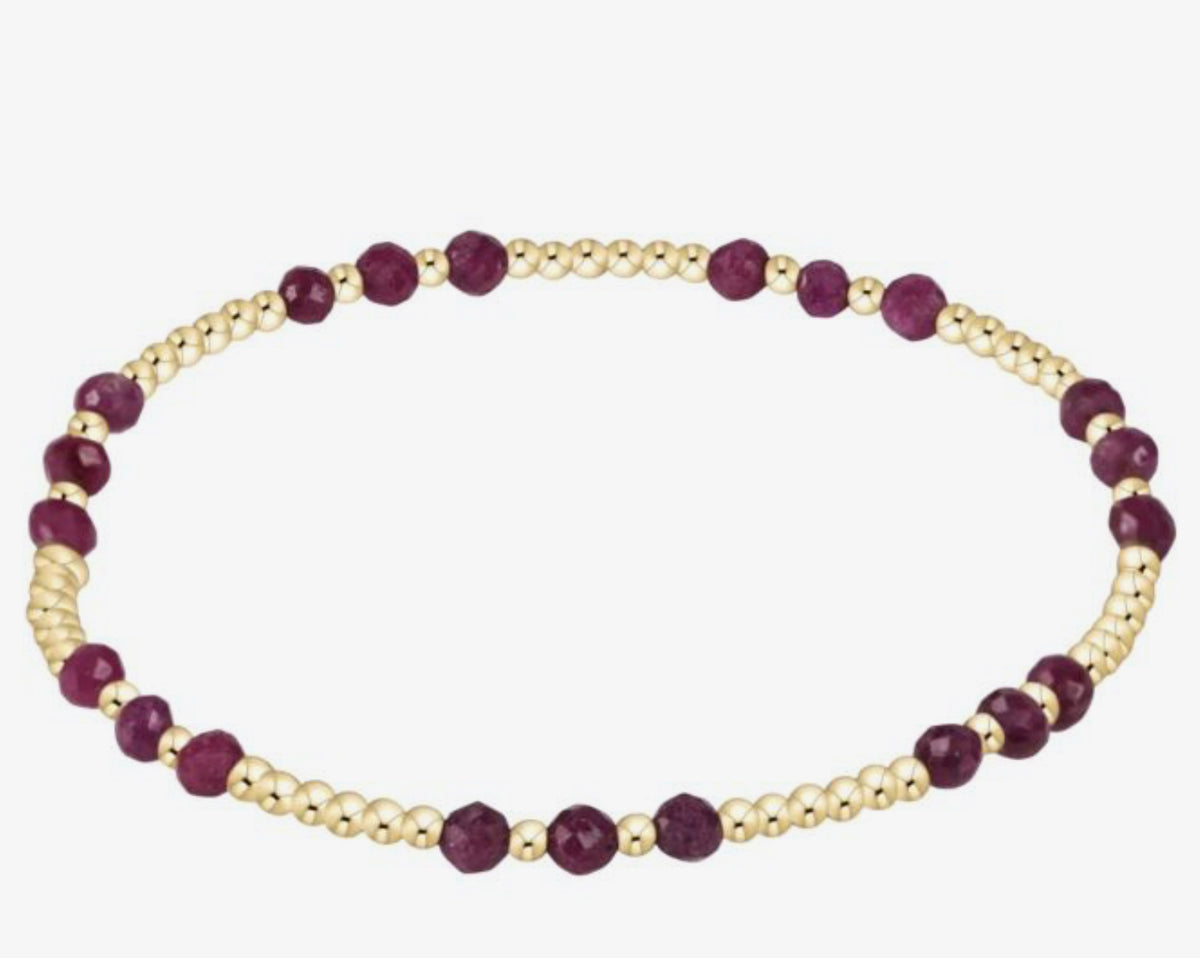 Enewton Gemstone Gold Joy Pattern 3mm Bead Bracelet - Ruby