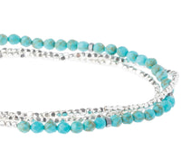 Scout Delicate Stone Wrap Bracelet / Necklace - Turquoise/Silver - Stone of the Sky