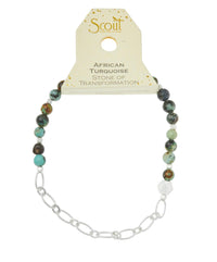 Scout Mini Stone w/Chain Stacking Bracelet - African Turquoise/Silver