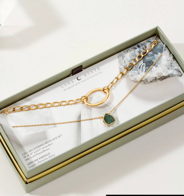 Luna Norte Rendezvous Necklace Set- Emerald