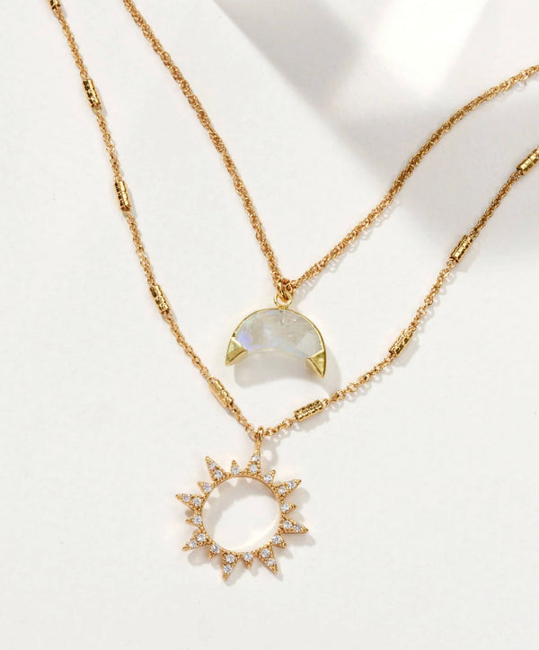 Luna Norte Live by the Sun, Love by the Moon Necklace Set- Moonstone