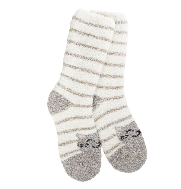 World’s Softest Socks Holiday Knit Pickin' Fireside Crew - Cat Stripe
