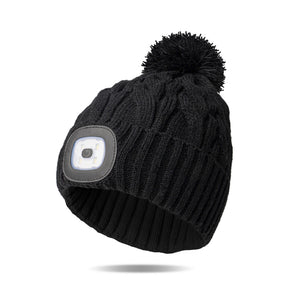 Night Scope Nova Collection Rechargeable LED Pom Hat - Black & Grey