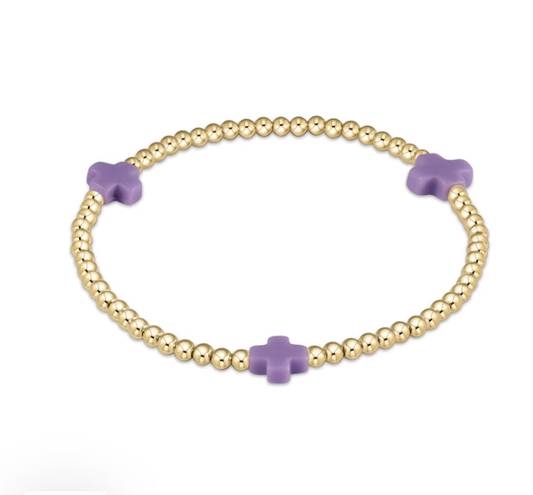 Enewton Signature Cross Gold Pattern 3mm Bead Bracelet - Purple