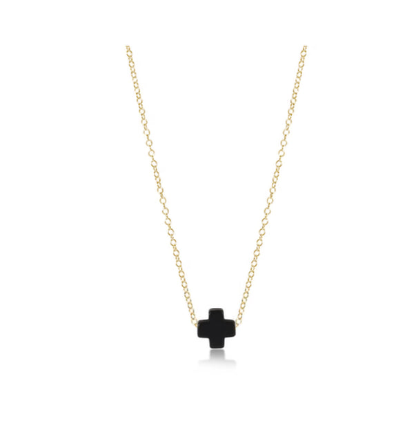 Enewton 16" Necklace Gold - Signature Cross - Onyx