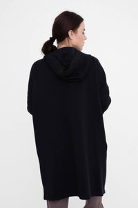 Open Front Longline Hoodie Cardigan with Fleece Lining