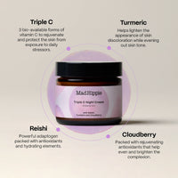Mad Hippie Triple C Night Cream with ingredients listed on a light background