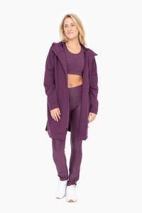 Open Front Longline Hoodie Cardigan with Fleece Lining
