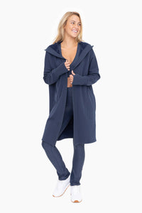 Open Front Longline Hoodie Cardigan with Fleece Lining