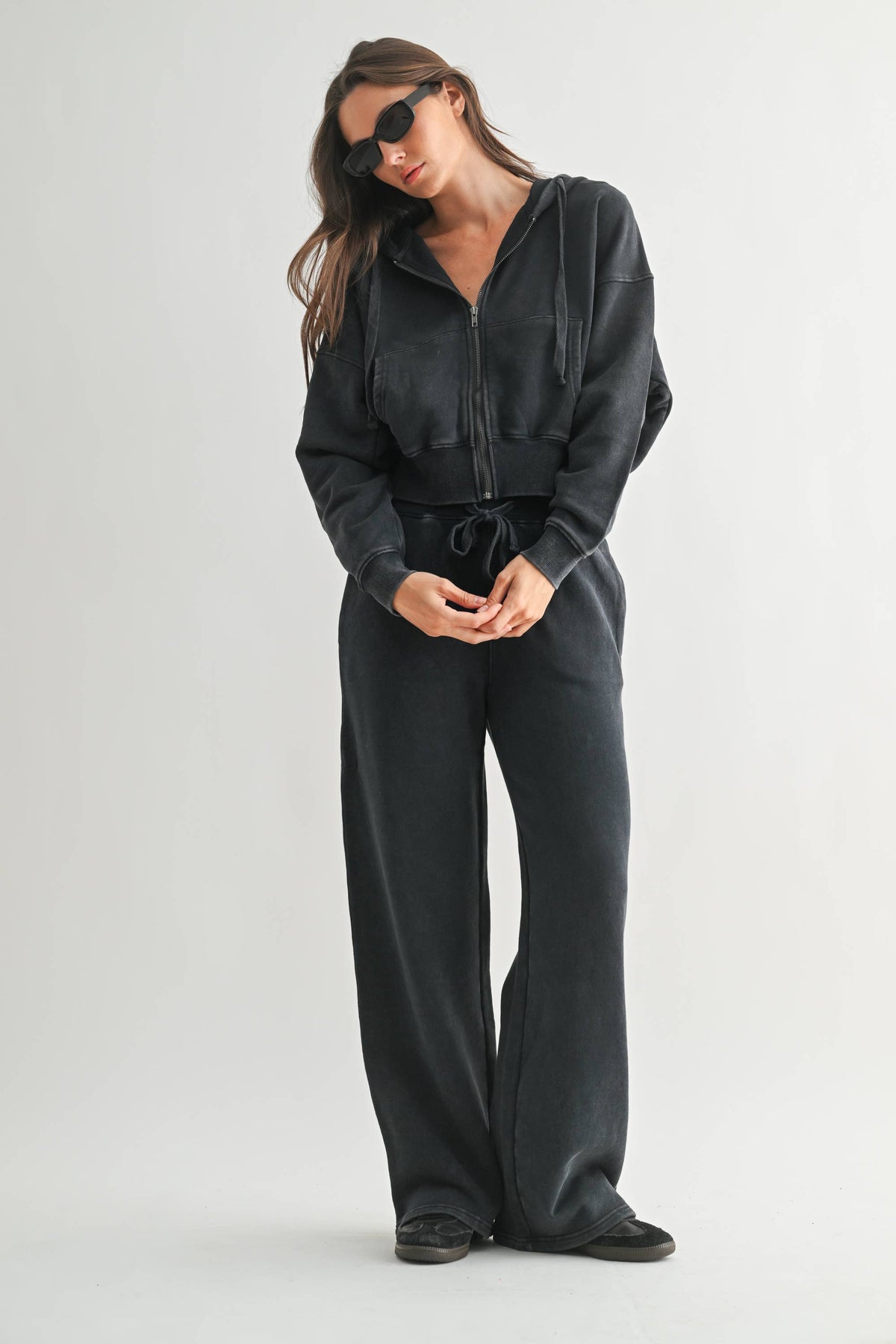 Mineral Wash Luxe Wide-Leg Sweatpants