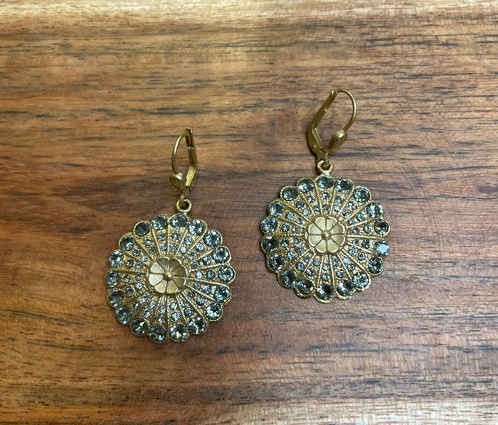 La Vie Parisienne By Catherine Popesco Sunburst Graphite Crystal Earrings