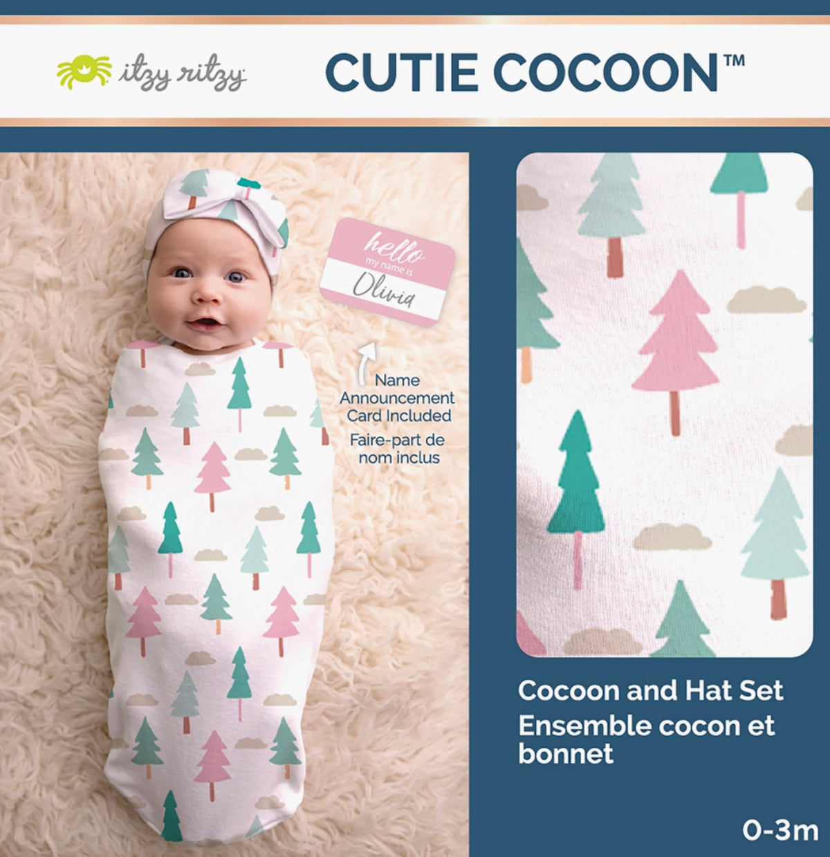 Itzy Ritzy Cutie Cocoon™ Matching Cocoon & Hat Set - On Cloud Pine