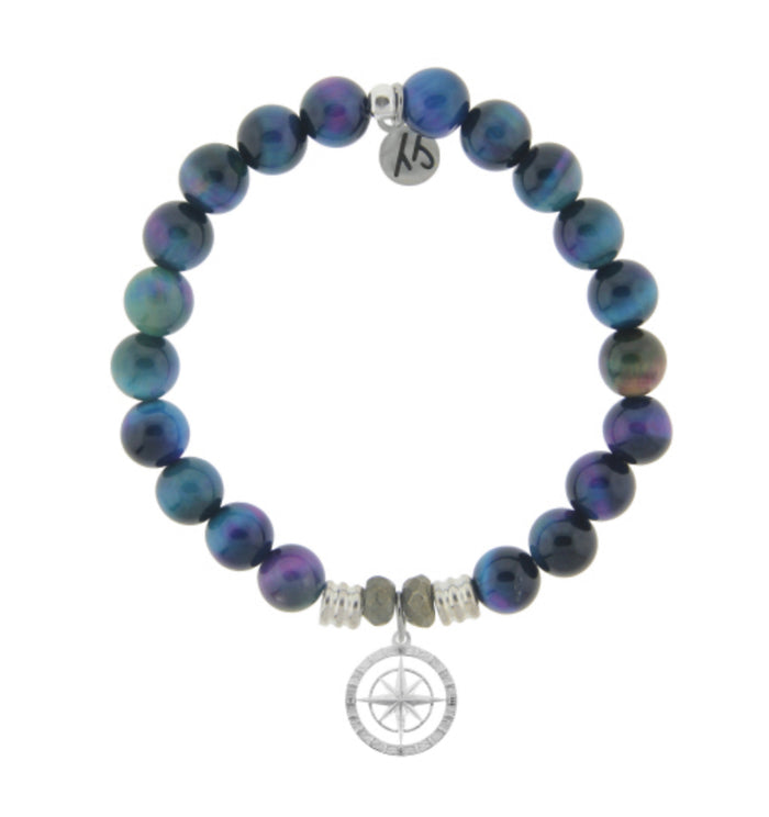 T. Jazelle Indigo Tiger’s Eye Compass Rose Bracelet T. Jazelle Indigo Tiger’s Eye Compass Rose Bracelet